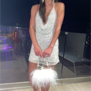 Retrofete white rhinestone mini dress! ✨